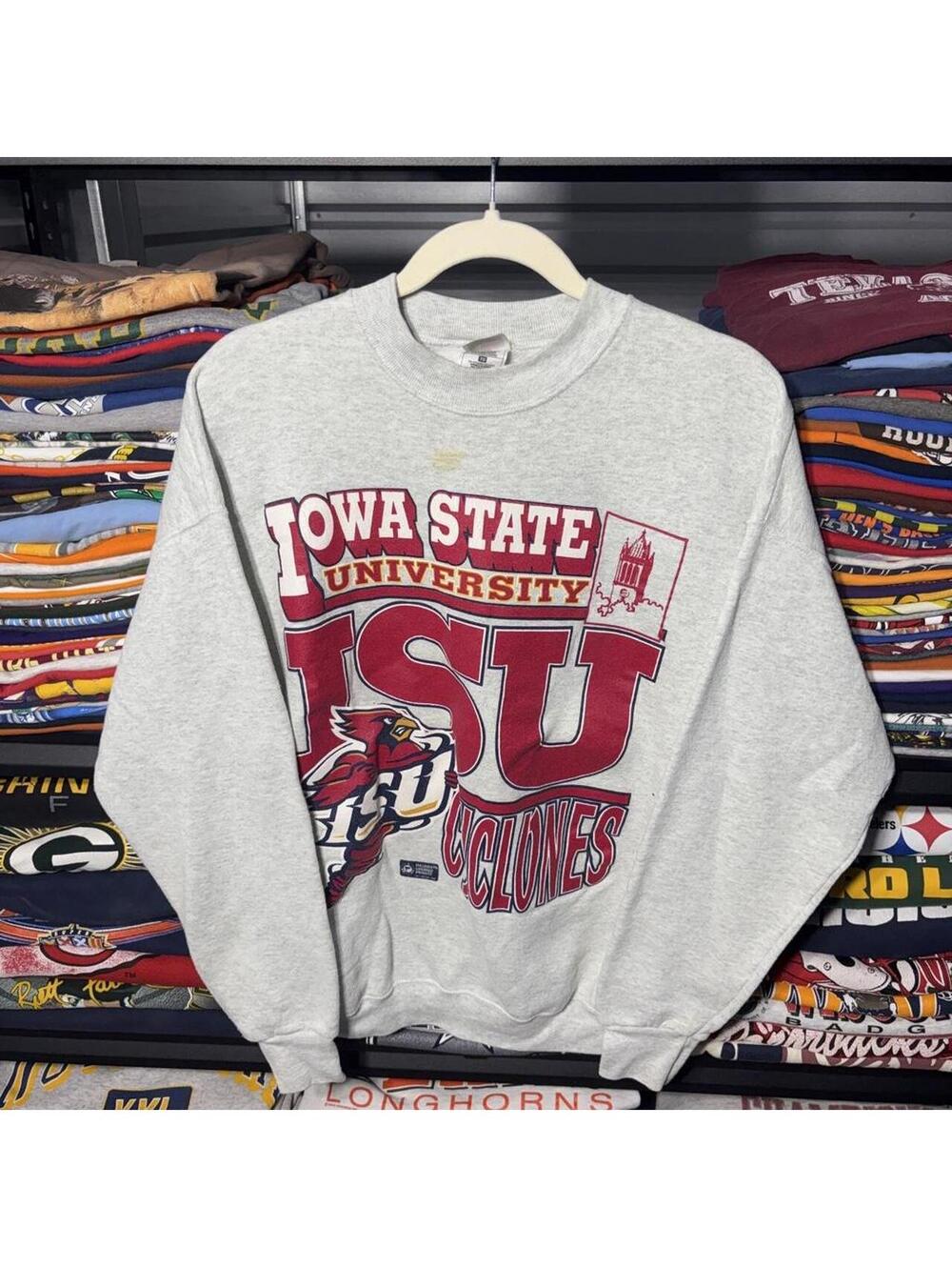 Vintage 90s Iowa State ISU Cyclones Fruit of the Loom Sweatshirt Grey XL
